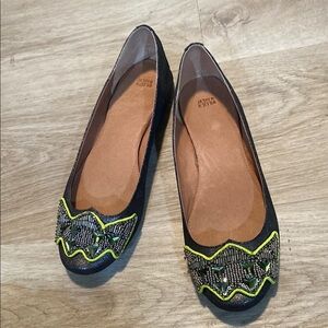 Anthro Jasper & Jerra Embellished Black Flats
